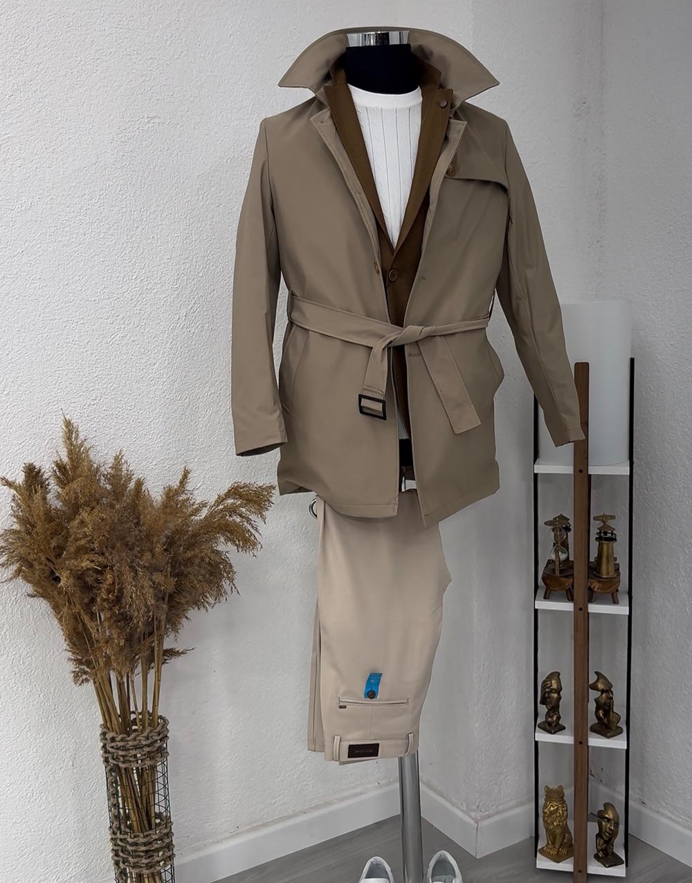 Regular Fit Beige Belted Coat/Trench Coat - Görsel 2